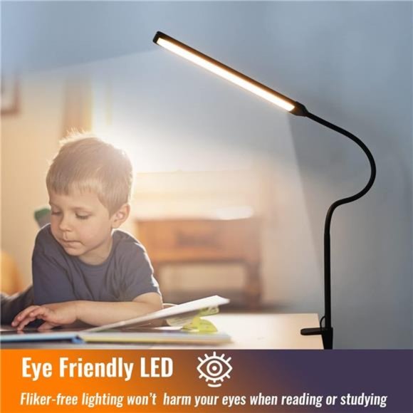 LED Desk Lamp with Clamp, Clamp Light, Tall Desk Lamp with Long Gooseneck, 11W - Picture 6 of 6